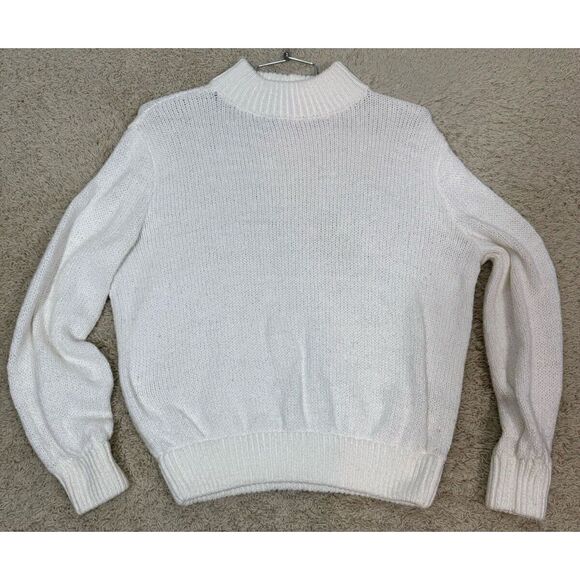 aerie Sweaters - Aerie Women's Oversized Mock Neck Chunky Knit Sweater Cotton Blend Ivory Size SP